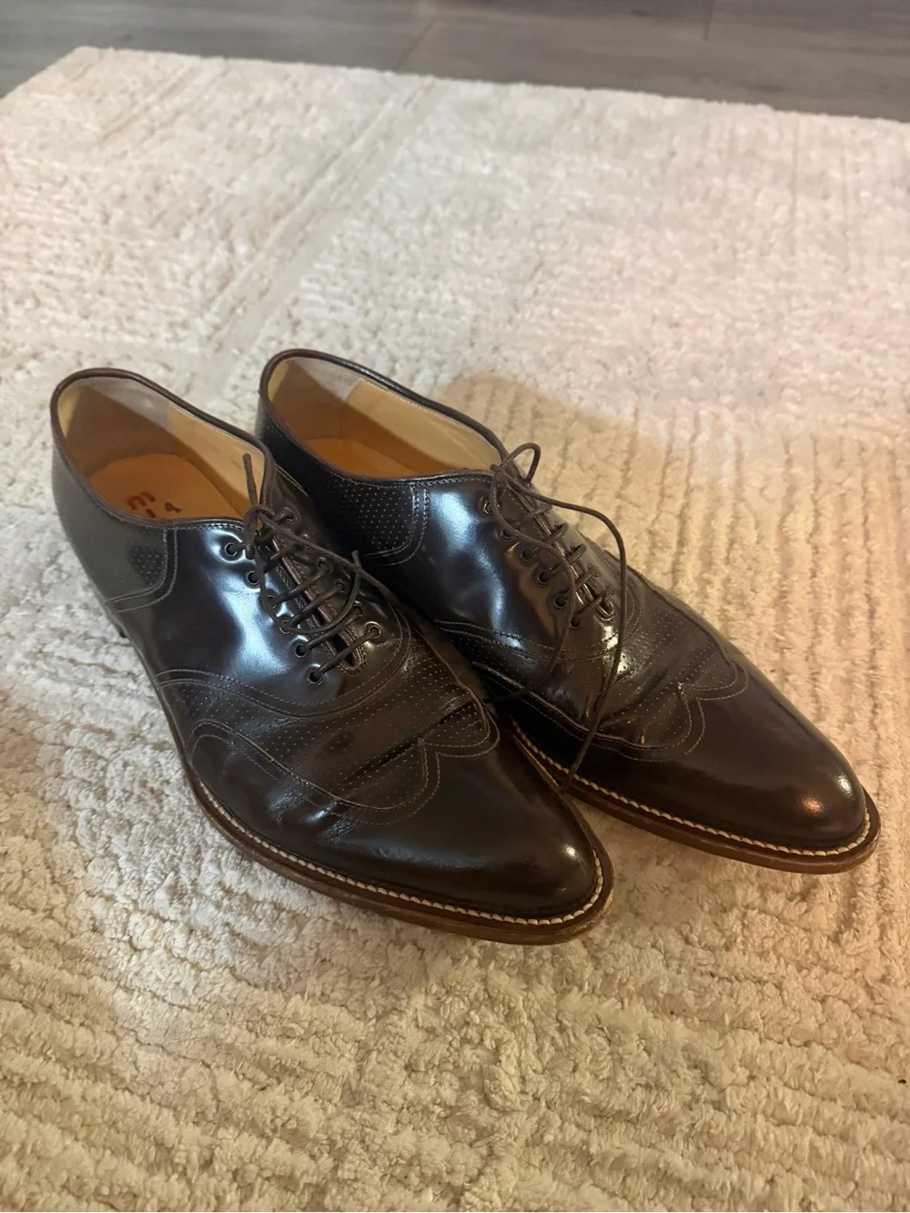 Miu Miu Dark Brown Leather Wingtip Derby Shoes